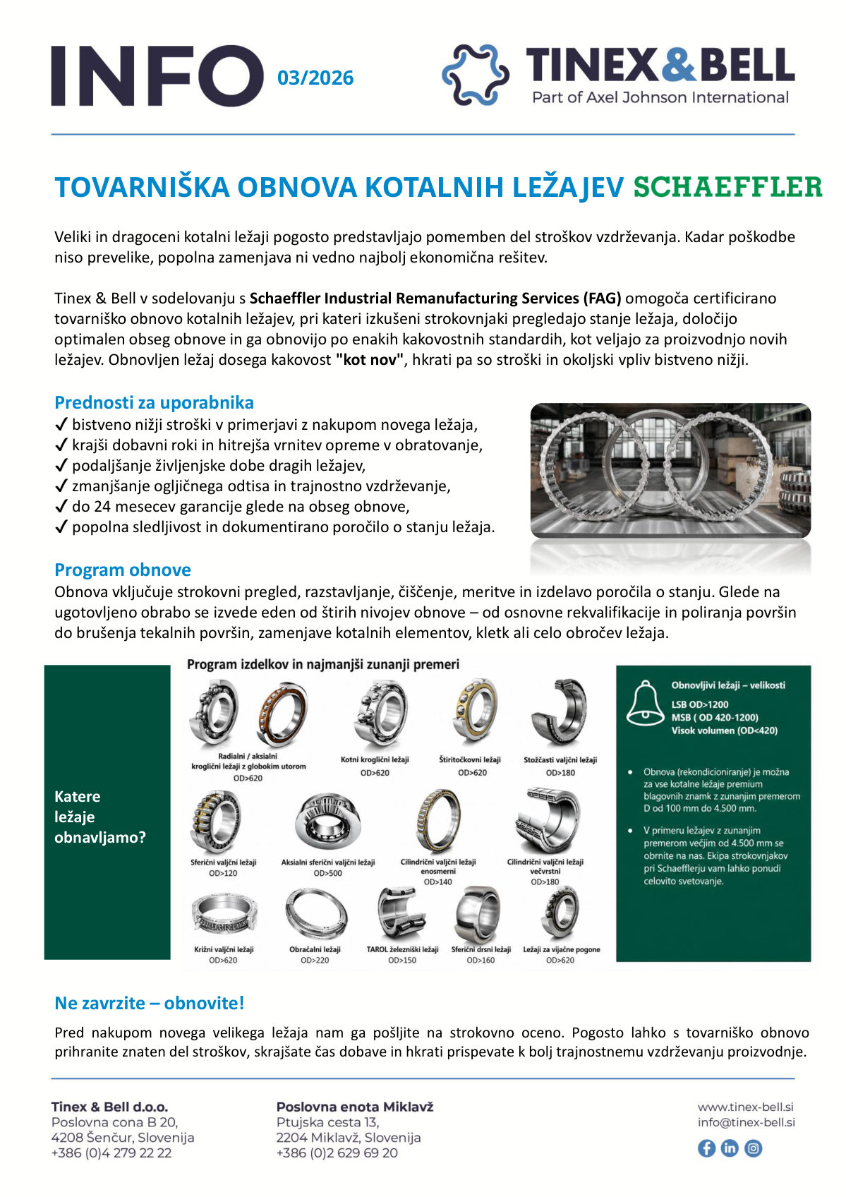 INFO 03/2026 · Factory remanufacturing of large rolling bearings